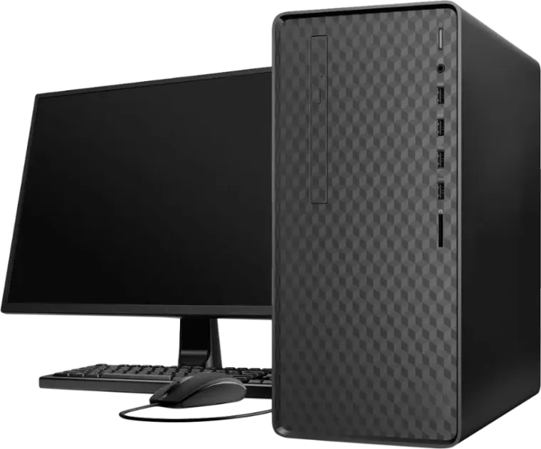 Computador de mesa com monitor, teclado e mouse